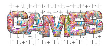 Renkli arkaplanda yazılmış oyun metinleri.