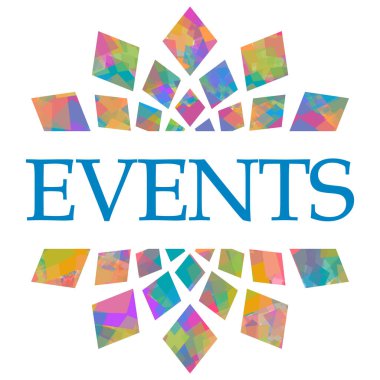 Events text written over colorful background.