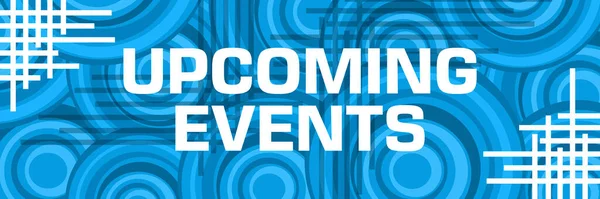 Upcoming Events text written over blue background.
