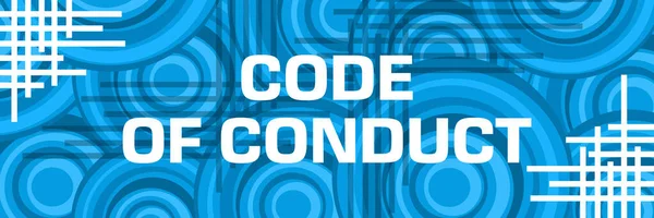 Code Of Conduct text written over blue background.