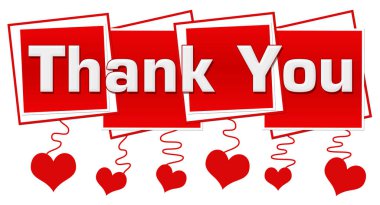 Thank You concept image with text and romantic heart symbols.