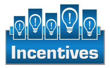 Incentives concept image with text and bulb symbols.