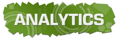 Analytics text written over green background.