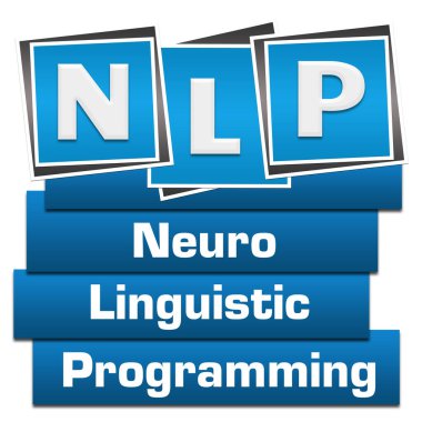 NLP - Neuro Linguistic Programming text written over blue background.