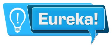 Eureka text written over blue background.