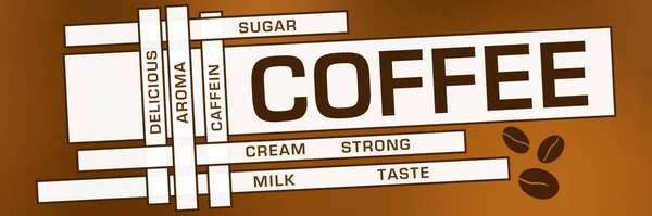 Coffee concept image with text and related symbols and word cloud.