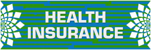 健康保险文本写在绿色蓝色背景上 — 图库照片