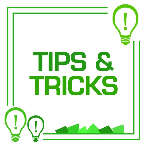 Tips Och Tricks Konceptet Bild Med Text Och Glödlampa Symboler — Stockfoto