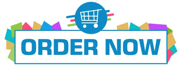 Order Now Concept Image Text Shopping Cart Symbol — Foto de Stock