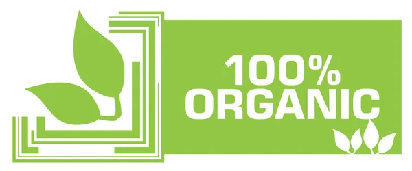 Органическое Стопроцентное Изображение Текстом Зелеными Листьями — стоковое фото