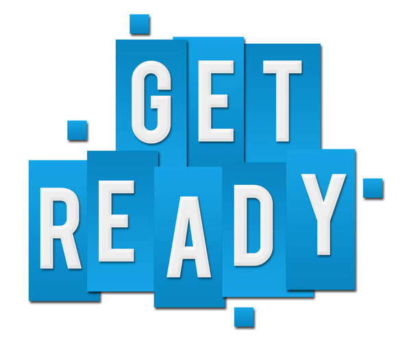 Get ready text written over blue background.