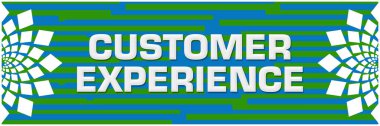 Yeşil mavi arka plan üzerinde yazılı müşteri deneyimi metin.