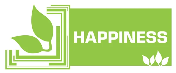 Obraz Koncepcji Szczęścia Tekstem Zielonymi Liśćmi — Zdjęcie stockowe