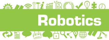 Metin ve teknoloji sembolleriyle robot konsepti resmi.