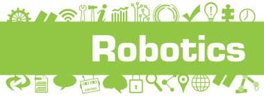 Metin ve teknoloji sembolleriyle robot konsepti resmi.