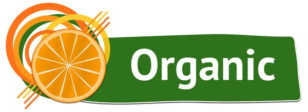 Imagen Concepto Orgánico Con Texto Símbolo Rebanada Naranja — Foto de Stock
