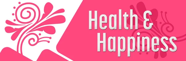 Текст Здоровье Счастье Розовом Фоне Элементом Дизайна — стоковое фото