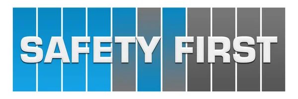 Safety First Text Written Blue Grey Background — Stock Photo, Image