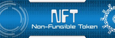 NFT - Mavi arkaplan üzerine yazılmış ödenebilir olmayan Token metni.