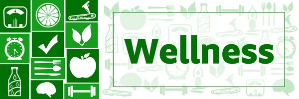 Wellness Konzeptbild Mit Text Und Gesundheitsbezogenen Symbolen — Stockfoto
