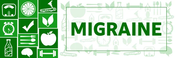 Imagen Concepto Migraña Con Texto Símbolos Relacionados Con Salud — Foto de Stock
