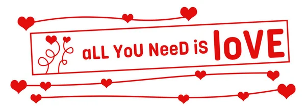 All You Need Love Text Auf Rotem Romantischem Hintergrund — Stockfoto