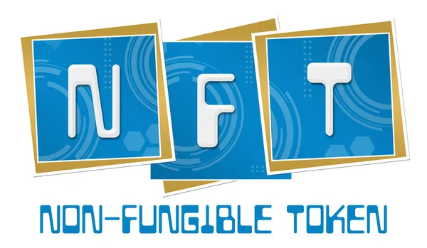 Nft Texto Simbólico Fungible Escrito Sobre Fondo Azul — Foto de Stock