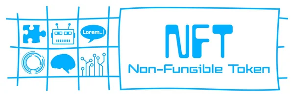 Nft Fundible Token Κείμενο Γραμμένο Μπλε Φόντο — Φωτογραφία Αρχείου