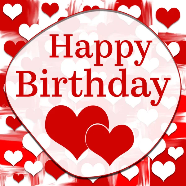 Happy Birthday Text Written Red Romantic Hearts Background — Stock Photo, Image