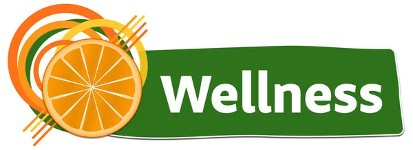 Wellness Koncepció Kép Szöveges Narancssárga Szelet Szimbólummal — Stock Fotó