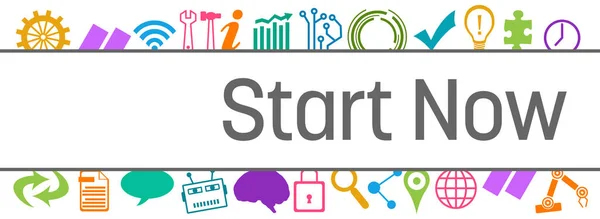 Start Now Concept Image Text Technology Related Symbols — Stock Photo, Image