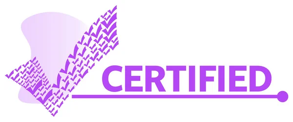 Certyfikowany Obraz Koncepcyjny Symbolami Znaków Tekstowych Znaków Zaznaczenia — Zdjęcie stockowe