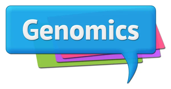 Genomics Text Written Blue Colorful Background — Stock Photo, Image