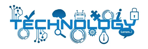 Technology Word Blue Surrounded Related Symbols — Stock Photo, Image