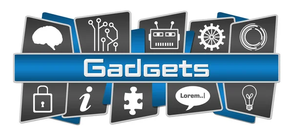 Εικόνα Έννοιας Gadgets Σύμβολα Κειμένου Και Τεχνολογίας — Φωτογραφία Αρχείου