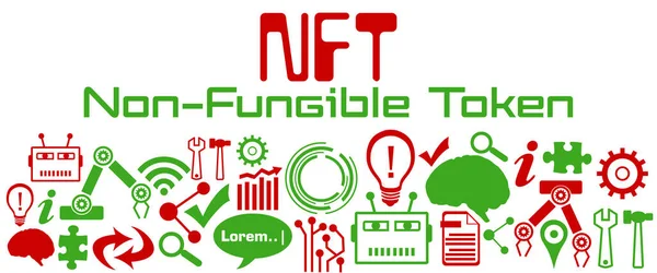 Nft Non Fungible Token Text Written Red Green Background — Stock Photo, Image
