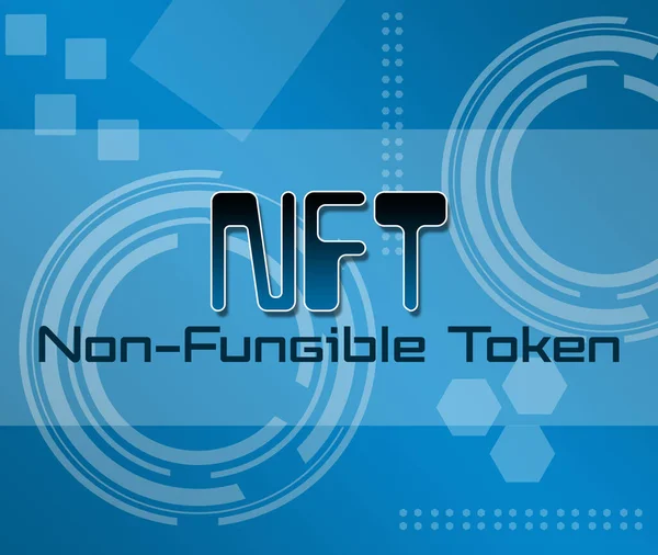 Nft Texto Simbólico Fungible Escrito Sobre Fondo Azul — Foto de Stock