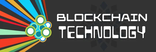Tecnologia Blockchain Texto Escrito Sobre Fundo Colorido Escuro — Fotografia de Stock
