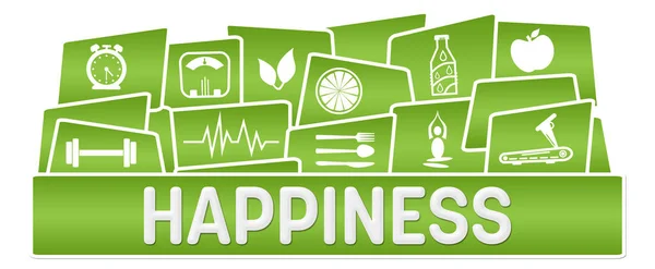 Boldogság Koncepció Kép Szöveges Egészségügyi Szimbólumokkal — Stock Fotó