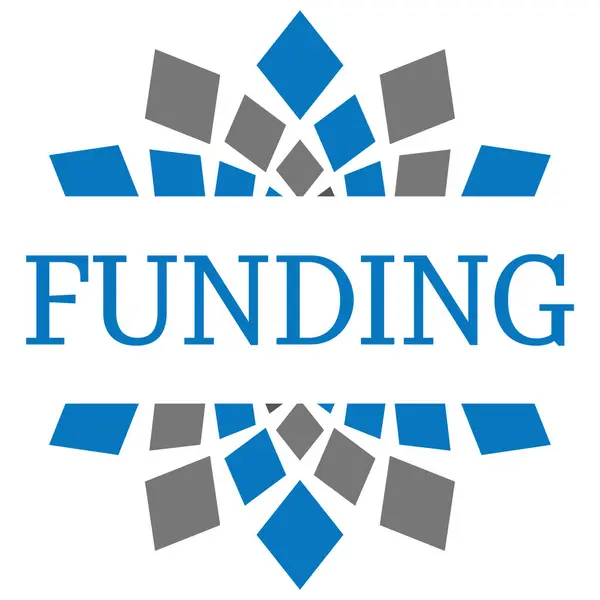 Texto Financiamento Escrito Sobre Fundo Cinza Azul — Fotografia de Stock