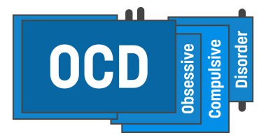 OCD - Obsessive Compulsive Disorder text written over blue background.