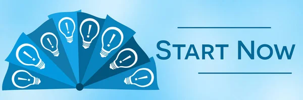 Start Now Concept Image Text Bulb Symbols — Stock Photo, Image