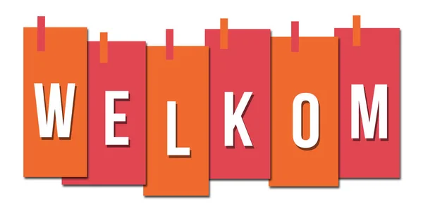 用粉色橙色背景写的Welkom文字 — 图库照片