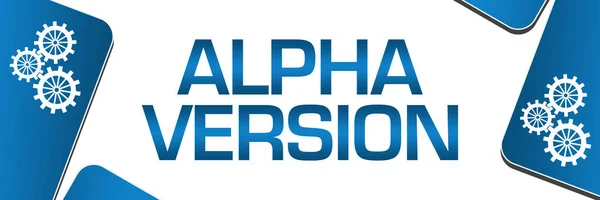 Alpha Versie Tekst Geschreven Blauwe Achtergrond — Stockfoto