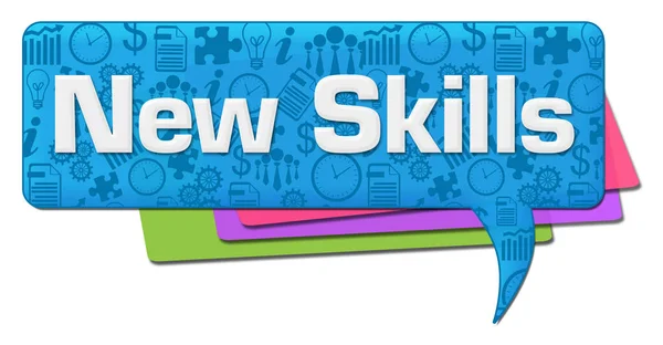 New Skills Text Written Blue Colorful Background — Stock Photo, Image