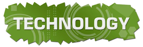 Tecnologia Texto Escrito Sobre Fundo Verde — Fotografia de Stock