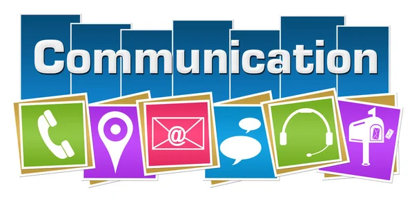 Communicatie Tekst Geschreven Blauwe Kleurrijke Achtergrond — Stockfoto