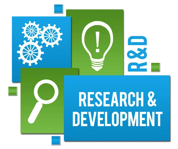 Zöld Kék Háttérre Írt Kutatási Fejlesztési Szöveg — Stock Fotó