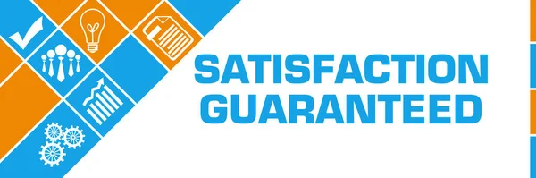 Satisfaction Guaranteed Text Written Blue Orange Background — Stock Photo, Image