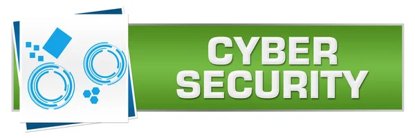 Texto Seguridad Cibernética Escrito Sobre Fondo Verde Azul — Foto de Stock